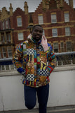Patchwork African Puffer Jacket - African Winter Coat - Continent Clothing