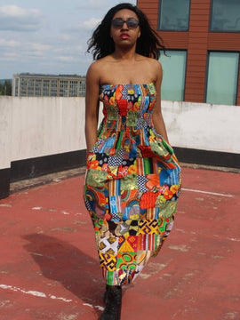 Patchwork-Kleid in Ankara Druck - Festival Kleid