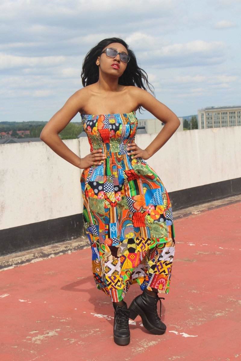 Patchwork Dress in Ankara Print - Festival Dress - Continent Clothing