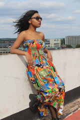 Patchwork Dress in Ankara Print - Festival Dress - Continent Clothing