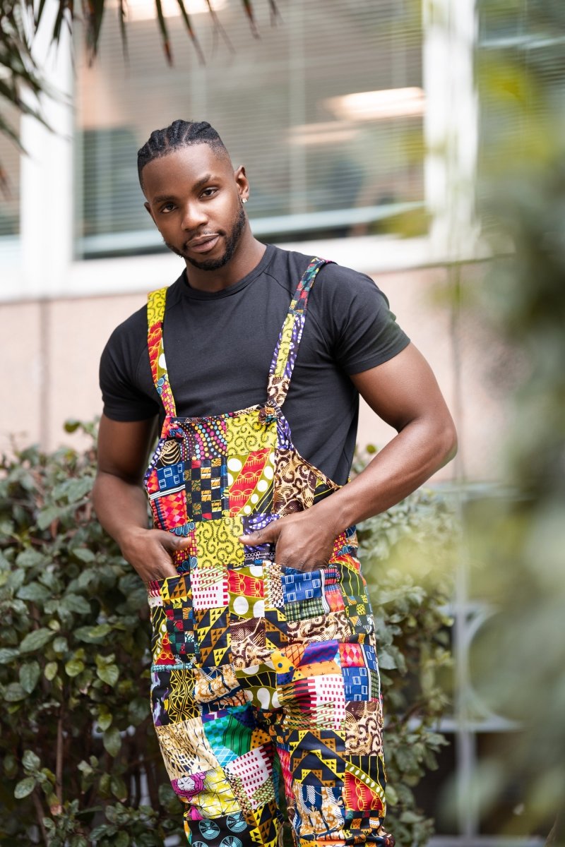 Patchwork Dungarees, African Dungarees in Ankara - Festival Dungarees - Continent Clothing 