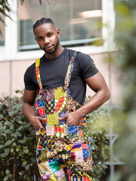 Patchwork Dungarees, Dungarees africani ad Ankara - Festival Dungarees