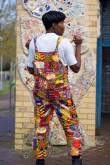 Patchwork Dungarees, African Dungarees in Ankara Print - Festival Clothing - Continent Clothing