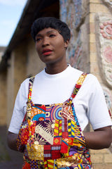 Patchwork Dungarees, African Dungarees in Ankara Print - Festival Clothing - Continent Clothing