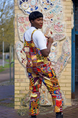 Patchwork Dungarees, African Dungarees in Ankara Print - Festival Clothing - Continent Clothing