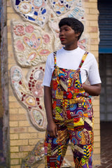 Patchwork Dungarees, African Dungarees in Ankara Print - Festival Clothing - Continent Clothing