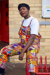 Patchwork Dungarees, African Dungarees in Ankara Print - Festival Clothing - Continent Clothing