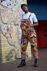 Patchwork Dungarees, African Dungarees in Ankara Print - Festival Clothing - Continent Clothing 