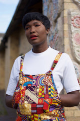Patchwork Dungarees, African Dungarees in Ankara Print - Festival Clothing - Continent Clothing