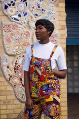 Patchwork Dungarees, African Dungarees in Ankara Print - Festival Clothing - Continent Clothing