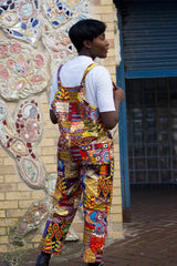 Patchwork Dungarees, African Dungarees in Ankara Print - Festival Clothing - Continent Clothing