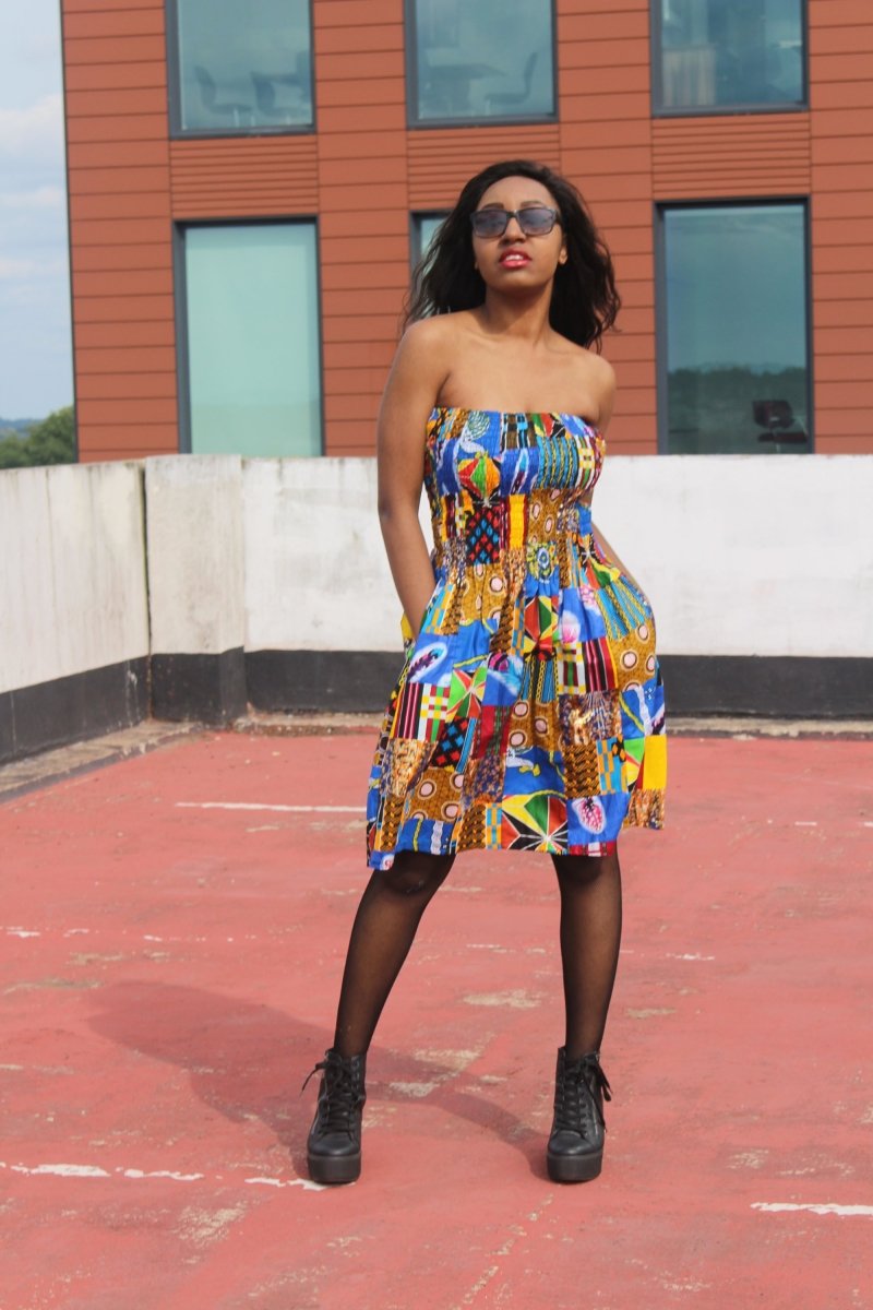 Patchwork Elastic Dress - Festival Clothing - Continent Clothing