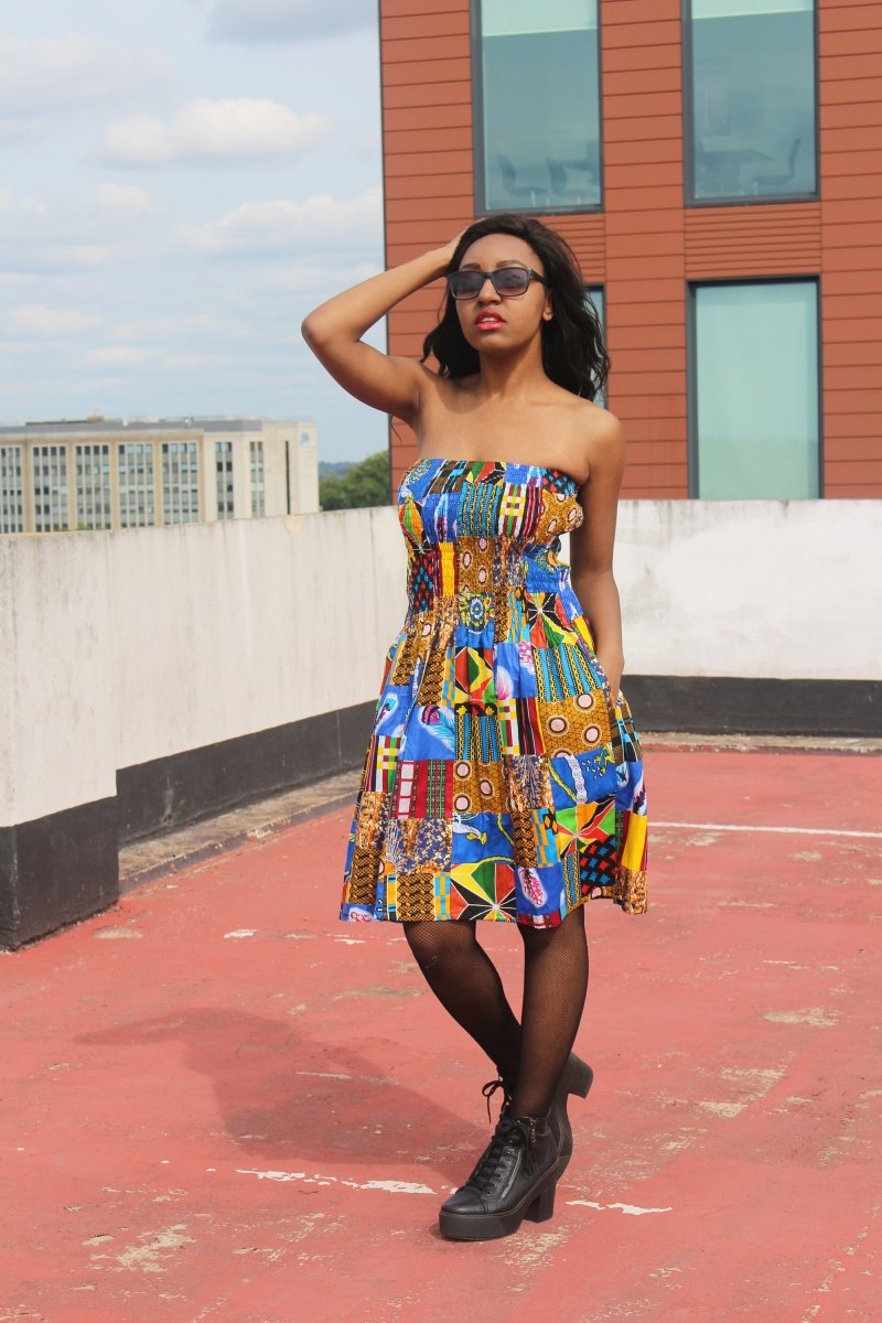 Patchwork Elastic Dress - Festival Clothing - Continent Clothing