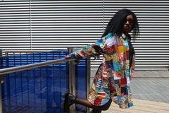 Patchwork Oversized Shirt Dress - Festival Dress - Continent Clothing
