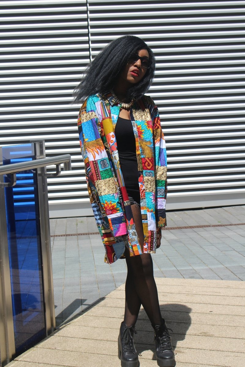 Patchwork Oversized Shirt Dress - Festival Dress - Continent Clothing