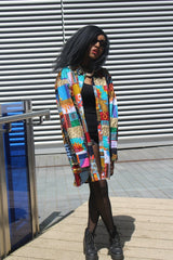 Patchwork Oversized Shirt Dress - Festival Dress - Continent Clothing