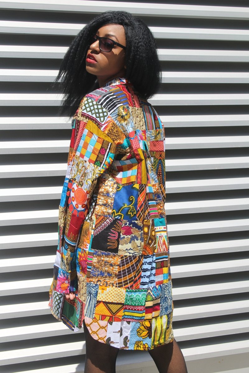 Patchwork Oversized Shirt Dress - Festival Dress - Continent Clothing