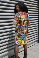Patchwork Oversized Shirt Dress - Festival Dress - Continent Clothing