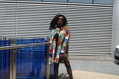 Patchwork Oversized Shirt Dress - Festival Dress - Continent Clothing