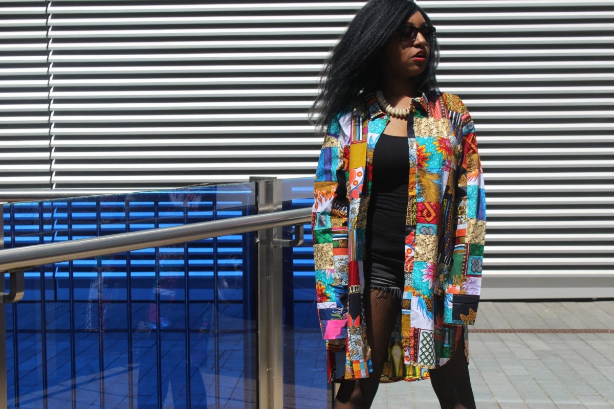 Patchwork Oversized Shirt Dress - Festival Dress - Continent Clothing