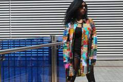Patchwork Oversized Shirt Dress - Festival Dress - Continent Clothing
