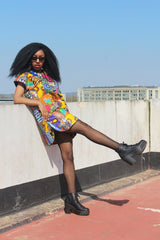 Patchwork Shift Dress in Ankara - Tribal Festival Dress - Continent Clothing
