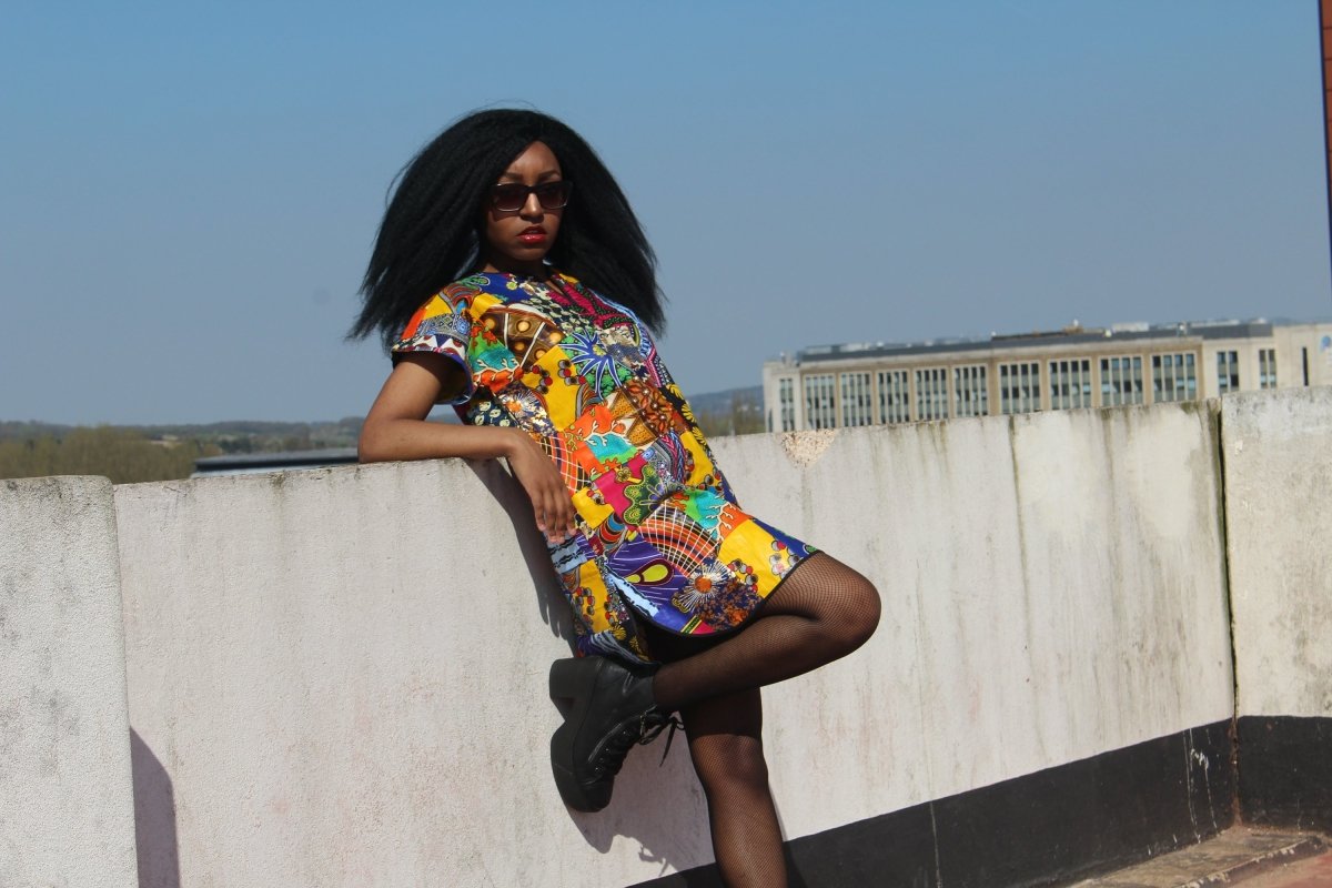 Patchwork Shift Dress in Ankara - Tribal Festival Dress - Continent Clothing