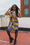 Patchwork Shirt Dress - Crazy Colourful Festival Dress - Continent Clothing