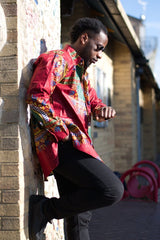 Red Dashiki Shirt Oversized - Continent Clothing