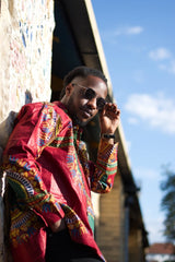 Red Dashiki Shirt Oversized - Continent Clothing