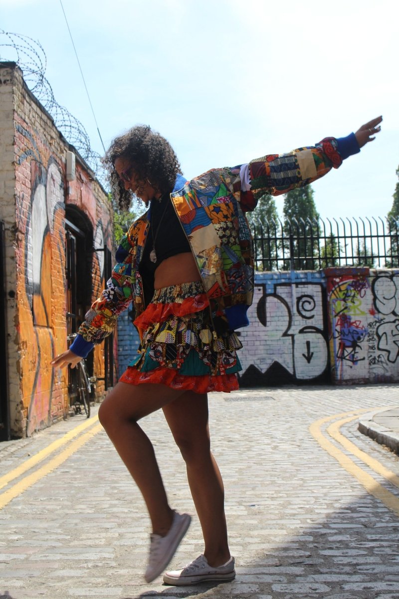 Retro Bomber Jacket in Patchwork - Continent Clothing