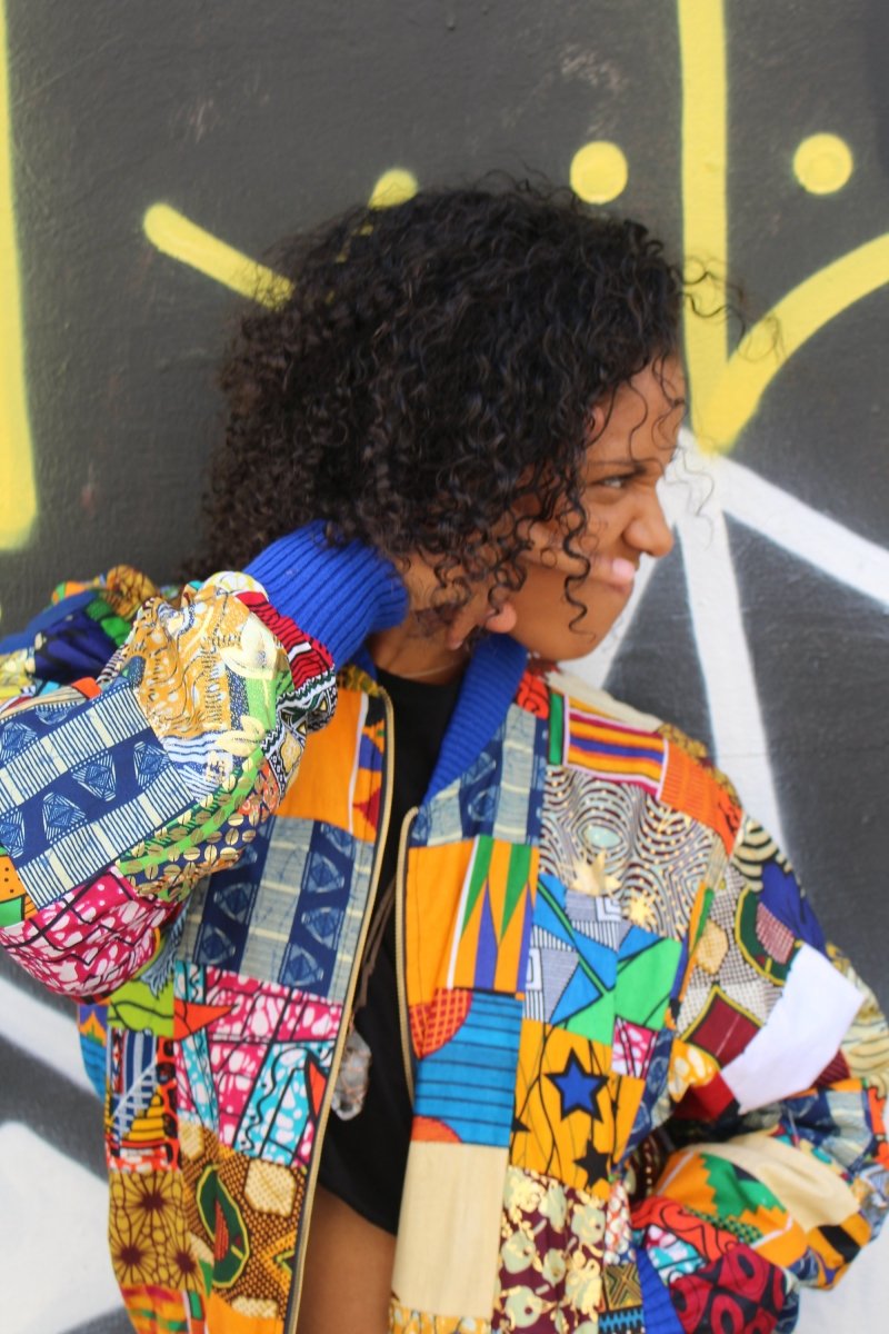 Retro Bomber Jacket in Patchwork - Continent Clothing