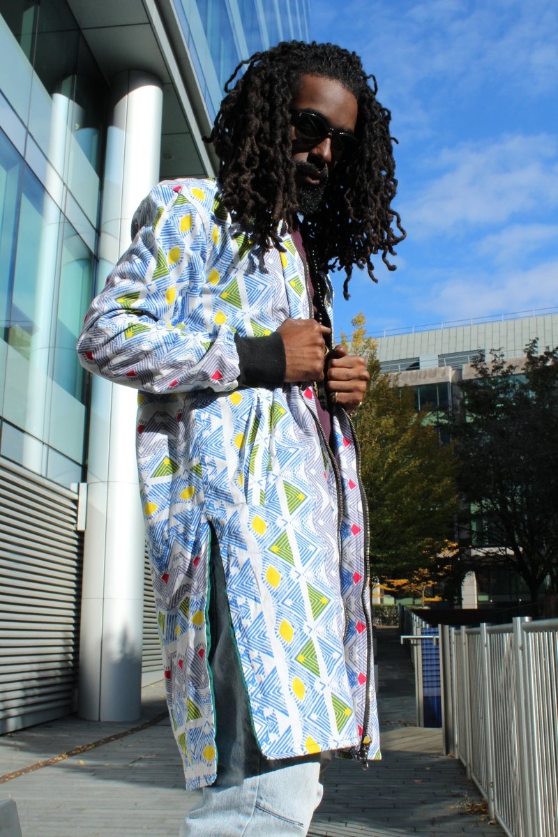 Scribble me Crazy African Winter Trench Coat - Continent Clothing
