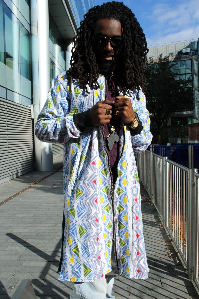 Scribble me Crazy African Winter Trench Coat - Continent Clothing