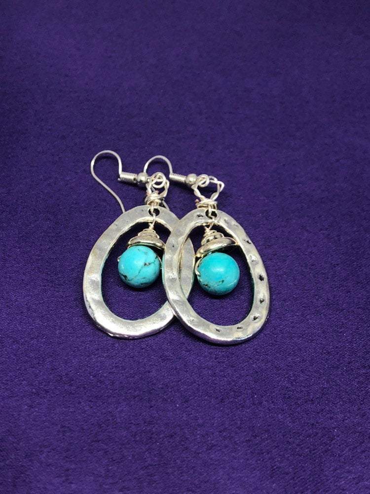 Silver Earrings with Turquoise - Continent Clothing 