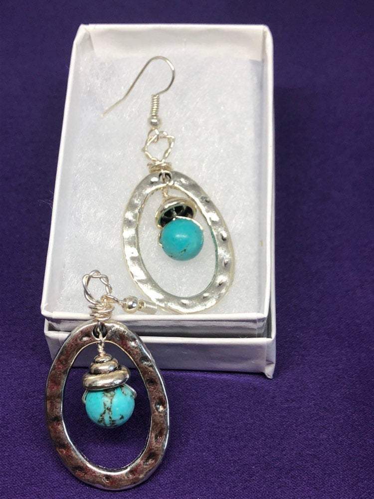 Silver Earrings with Turquoise - Continent Clothing 