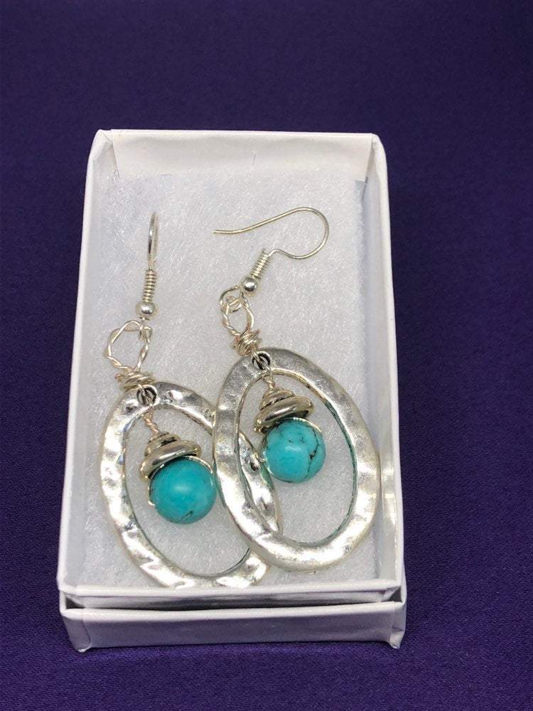 Silver Earrings with Turquoise - Continent Clothing