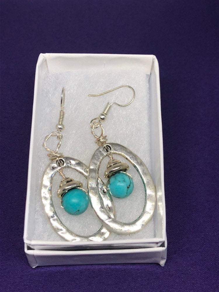 Silver Earrings with Turquoise - Continent Clothing 