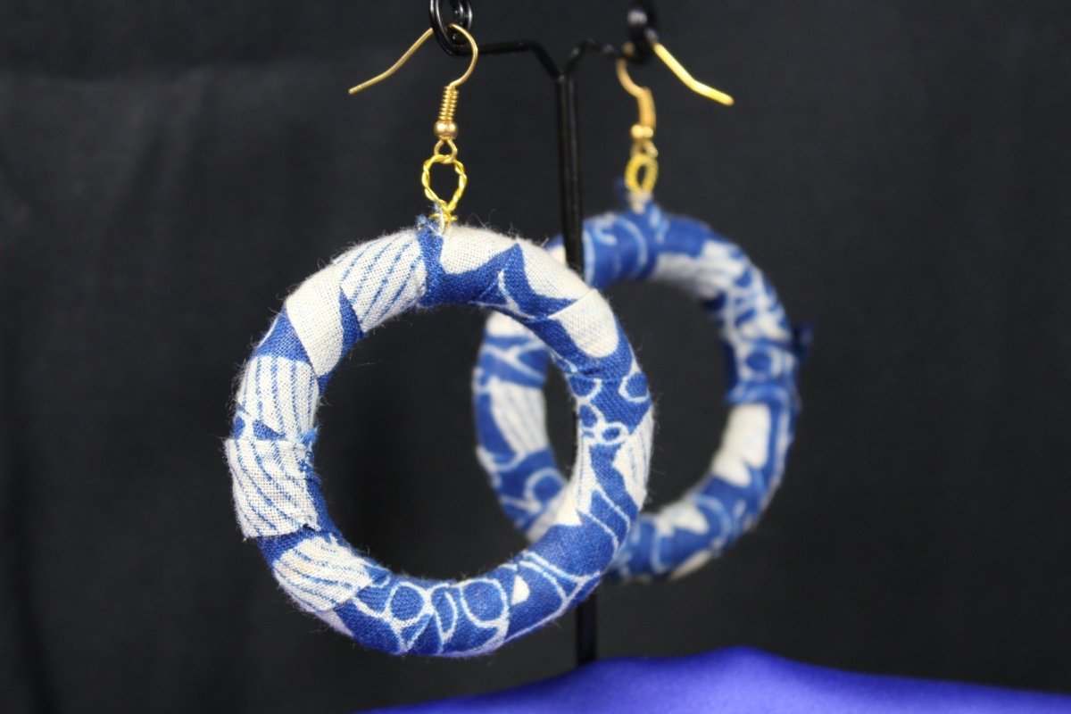 Subtle Blue African Print Earrings - Continent Clothing