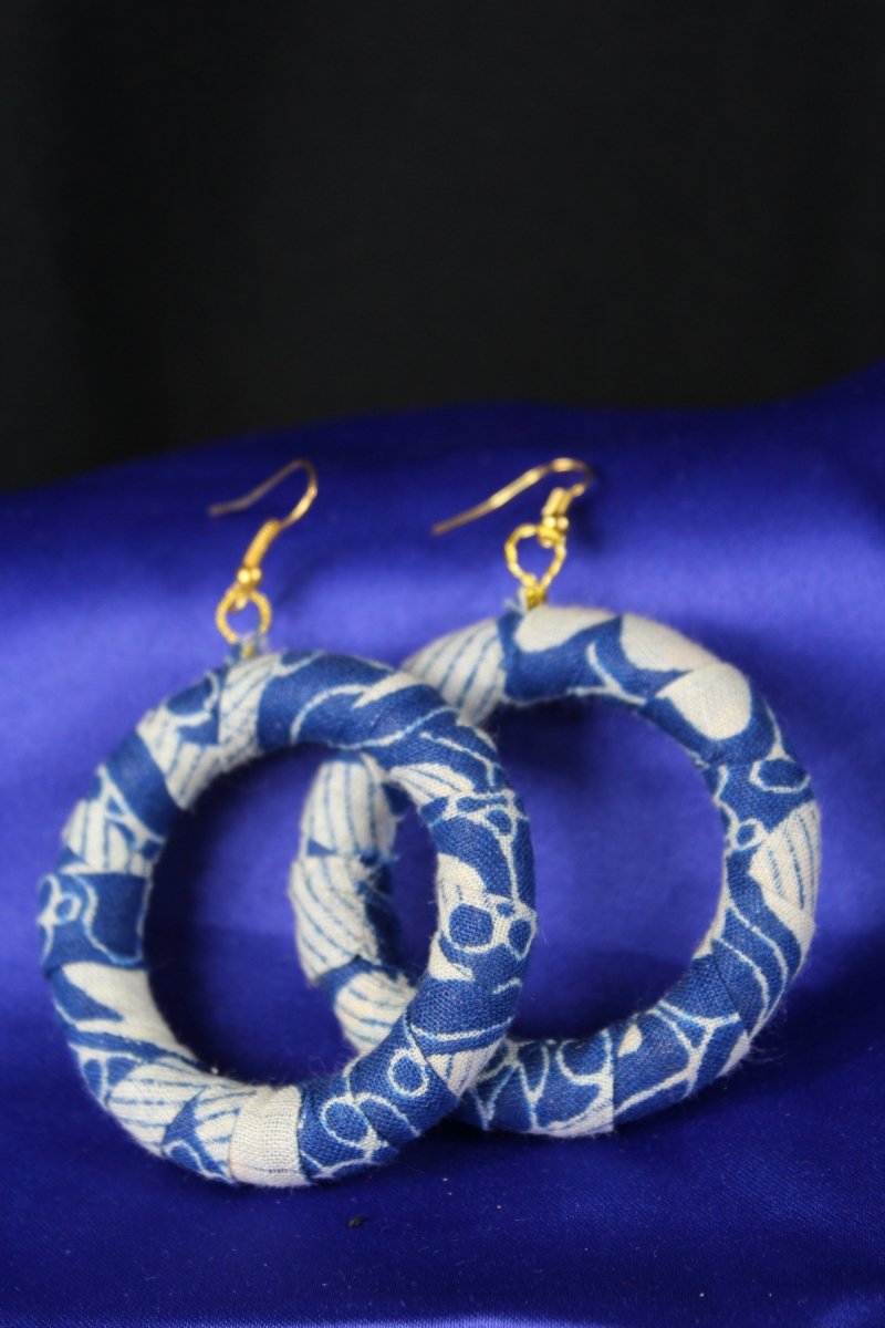 Subtle Blue African Print Earrings - Continent Clothing