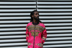 Vibrant Pink Dashiki Winter Trench Coat - Continent Clothing