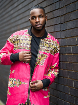 African Print Trench Coat in Blue Ankara Print