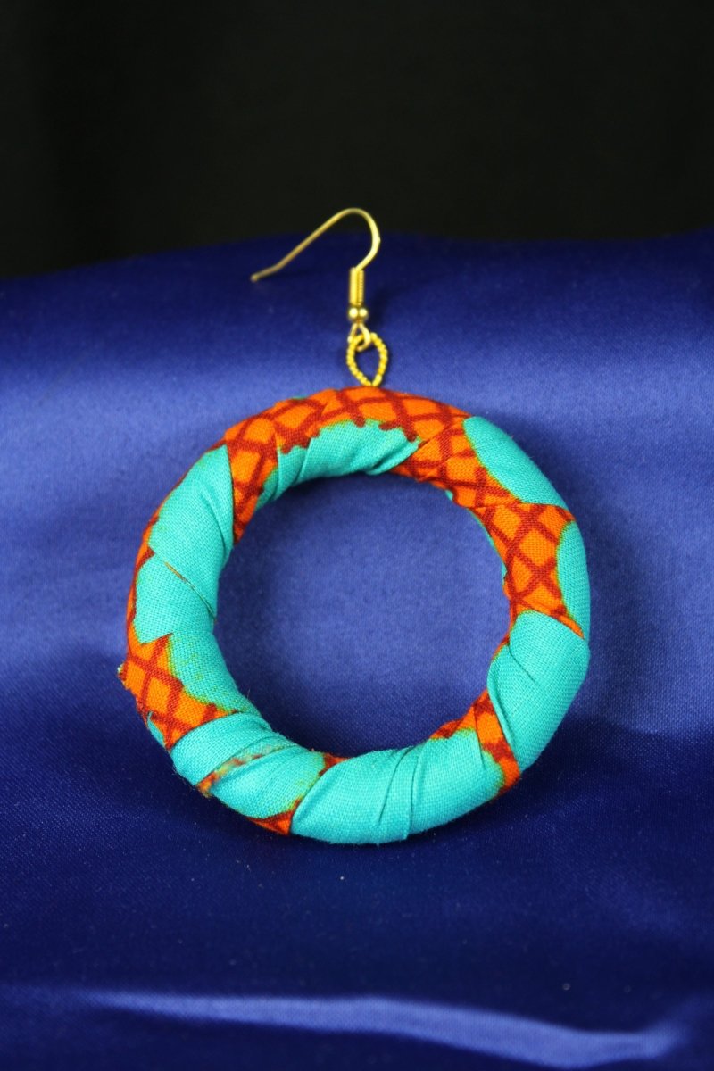 Vivid Blue African Fabric Earrings - Continent Clothing 