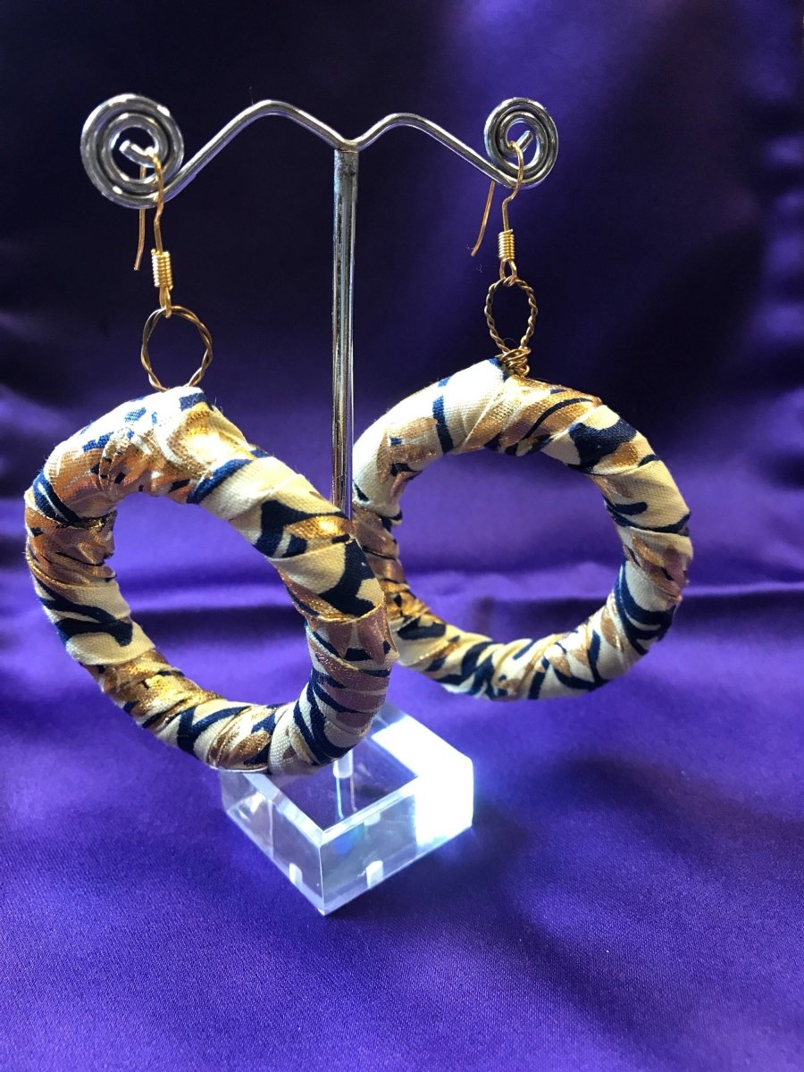 Zero Waste Up Cycled Hooped Earrings in Orange African Print - Continent Clothing