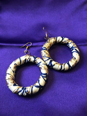 Zero Waste Up Cycled Hooped Earrings in Orange African Print - Continent Clothing