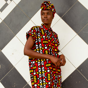 African dress in electric red