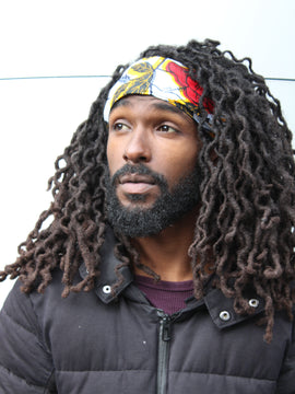 African Headband in Black Flower