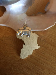 Africa Earrings with Hippo Charm made with Recycled Wood - Continent Clothing 