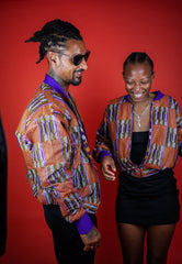 African Bomber Jacket In Beautiful Brown Kente Print - Continent Clothing 