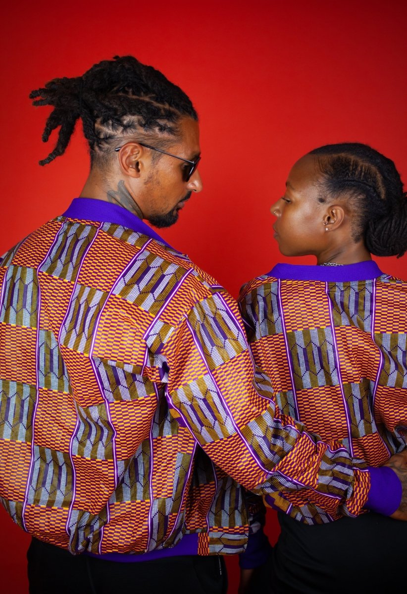 African Bomber Jacket In Beautiful Brown Kente Print - Continent Clothing 